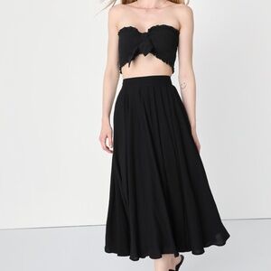 Lulus Bandeau Your Thing Black Two-piece Midi Dress With Pockets - Size XS